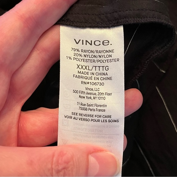 Vince Drapey Stripe Sleeveless Band Collar Popover Black Women's Size XXXL (3X) - Picture 8 of 10